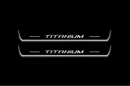 Ford Edge CD539 2014–2024 — Stainless Steel LED Door Sills — Titanium Logo