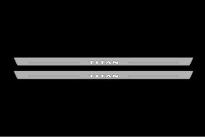 Nissan Titan II 2016+ LED Door Sills Illuminated Scuff Titan Logo Stainless Steel Entry Guards Door Sills Decoin