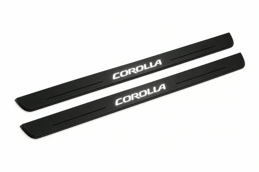 Toyota Corolla XI E160 2013–2019 — Matte PRO LED Door Sills — Corolla Logo