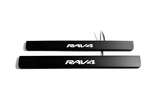 Toyota RAV4 XA30 2005–2012 — Matte PRO LED Door Sills — Rav4 Logo