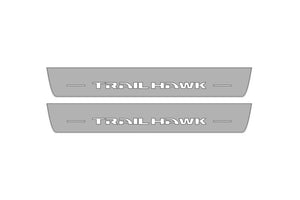 Illuminated LED Door Sill Tread Plates Jeep Grand Cherokee V 2021+ With Trailhawk Logo Jeep Led Door Sills opdesign