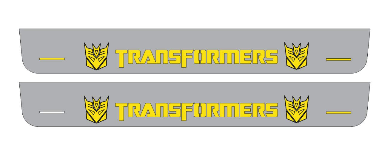 Illuminated LED Door Sill Tread Plates Chevrolet Camaro VI 2016-2024 With Transformers Decepticon Logo Chevrolet Led Door Sills opdesign