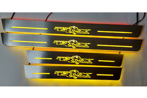 Illuminated LED Door Sill Tread Plates Dodge Ram V 2019+ With Houston Owners TRX Logo Dodge Led Door Sills opdesign