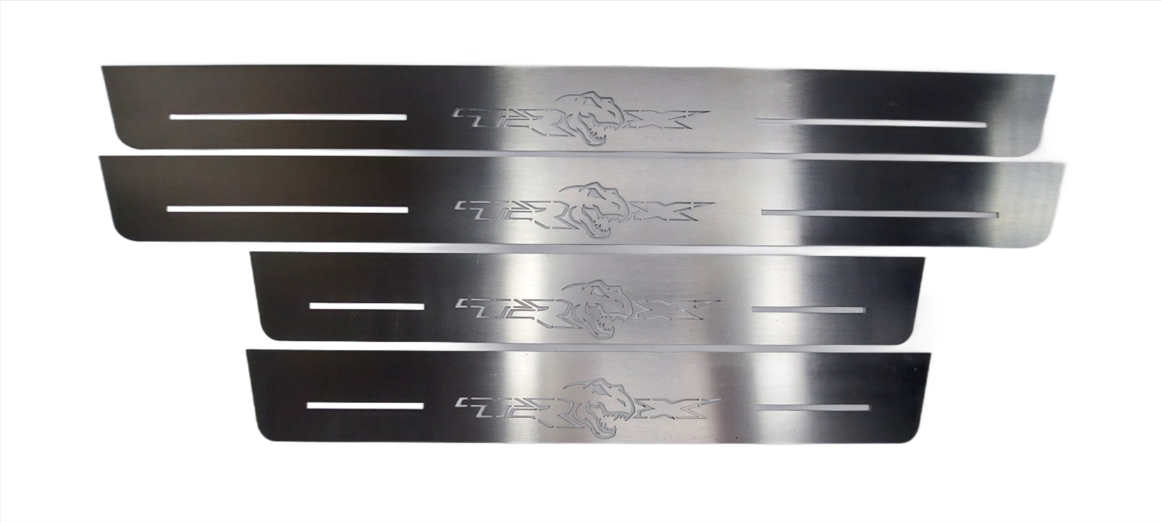 Illuminated LED Door Sill Tread Plates Dodge Ram V 2019+ With TRX Logo Dodge Led Door Sills opdesign