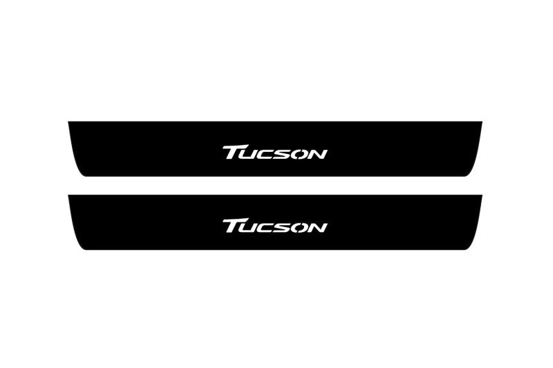 Hyundai Tucson II 2015-2020 Illuminated Matte Sill Plates with logo Tucson Hyundai Led Door Sills PRO opdesign