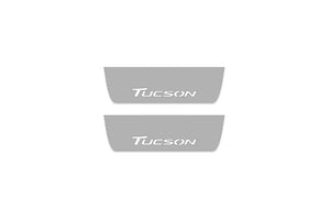 Illuminated LED Door Sill Tread Plates Hyundai Tucson II 2015-2020 With Tucson Logo Hyundai Led Door Sills opdesign