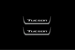 LED door sill plates Hyundai Tucson IV 2020+ stainless steel with Tucson logo