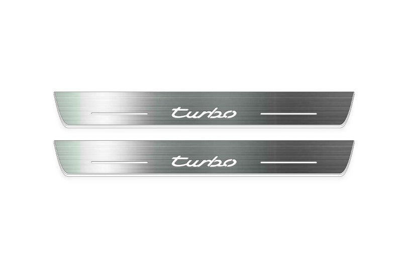 Porsche Cayenne Coupe E3 Stainless Steel LED Door Sills – Turbo Logo