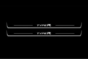 Honda Civic 3D 2006+ stainless steel LED door sill plates with TypeR logo