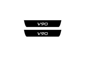 Volvo V90 II 2016+ Illuminated Matte Sill Plates with logo V90 Volvo Led Door Sills PRO opdesign