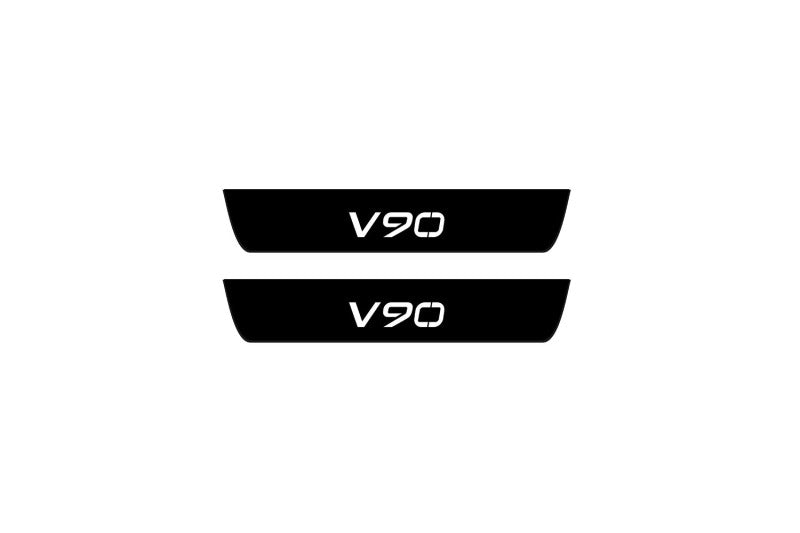 Volvo V90 II 2016+ Illuminated Matte Sill Plates with logo V90 Volvo Led Door Sills PRO opdesign