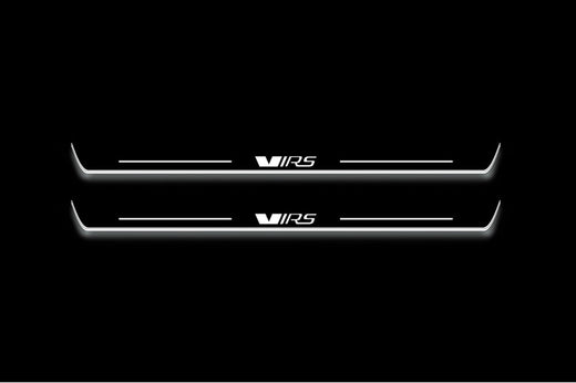 Škoda Octavia Combi 1Z5 2004–2013 — Stainless Steel LED Door Sills — VRS Logo