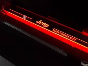 Illuminated LED Door Sill Tread Plates Jeep Wrangler JK 2006-2018 With Jeep Wrangler Logo Jeep Led Door Sills opdesign