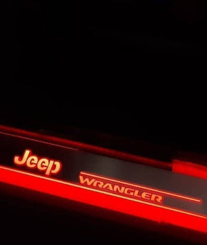 Illuminated LED Door Sill Tread Plates Jeep Wrangler JK 2006-2018 With Jeep Wrangler Logo Jeep Led Door Sills opdesign