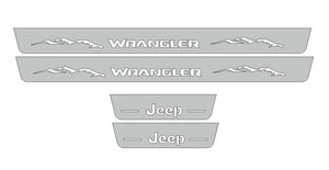 Jeep Wrangler JL 2018+ LED Door Sills Illuminated Scuff Jeep Wrangler Logo (Type 2) Stainless Steel Entry Guards Door Sills D