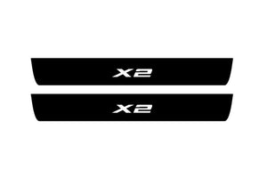 BMW X2 F39 2018+ Illuminated Matte Sill Plates with logo X2 BMW Led Door Sills PRO opdesign