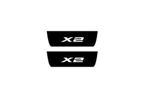 BMW X2 F39 2018+ Illuminated Matte Sill Plates with logo X2 BMW Led Door Sills PRO opdesign