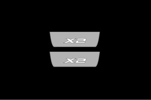 Illuminated LED Door Sill Tread Plates BMW X2 F39 2018+ With X2 Logo BMW Led Door Sills opdesign