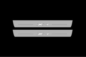 Illuminated LED Door Sill Tread Plates BMW X3 G01 2018+ With X3 Logo BMW Led Door Sills opdesign