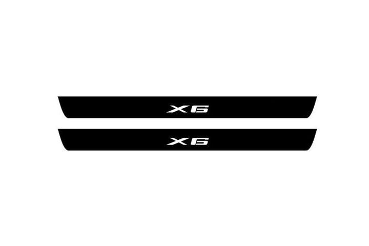 BMW X6 G06 2019+ illuminated door sill protectors stainless steel with X6 logo