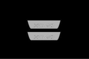 Illuminated LED Door Sill Tread Plates Volvo XC40 2017+ With XC40 Logo Volvo Led Door Sills opdesign