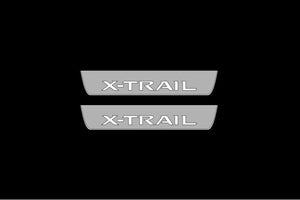 Illuminated LED Door Sill Tread Plates Nissan X-Trail T33 2021+ With X-Trail Logo Nissan Led Door Sills opdesign