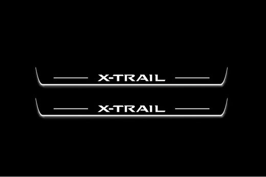 Nissan X-Trail T33 2021–Present — Stainless Steel LED Door Sills — X-Trail Logo