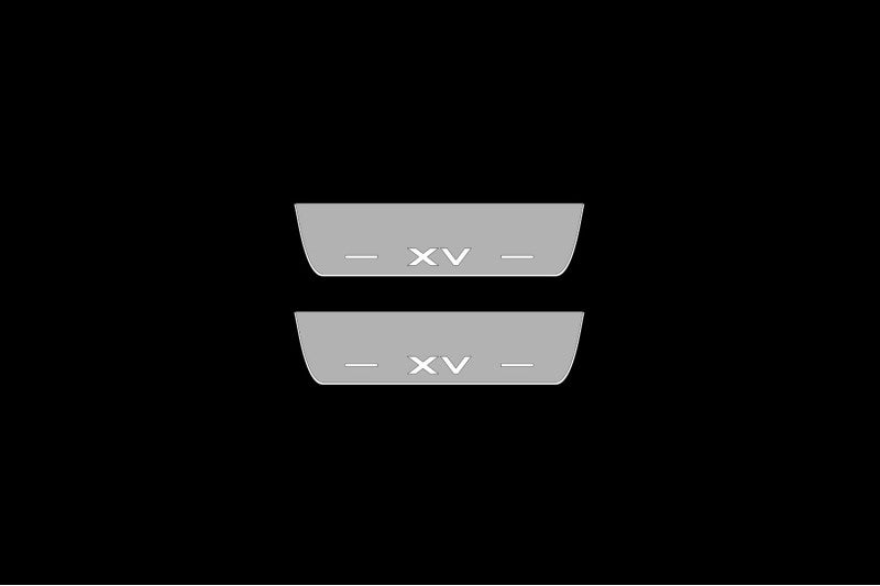Illuminated LED Door Sill Tread Plates Subaru XV II 2017-2022 With XV Logo Subaru Led Door Sills opdesign