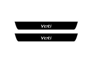Skoda Yeti 2009-2017 Illuminated Matte Sill Plates with logo Yeti Skoda Led Door Sills PRO opdesign