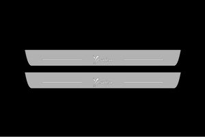 Illuminated LED Door Sill Tread Plates Lancia Ypsilon III 2011-2018 With Ypsilon Logo Lancia Led Door Sills opdesign