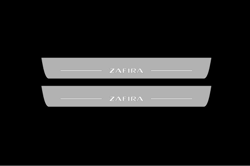 Illuminated LED Door Sill Tread Plates Vauxhall Zafira Tourer C 2011-2019 With Zafira Logo Vauxhall Led Door Sills opdesign