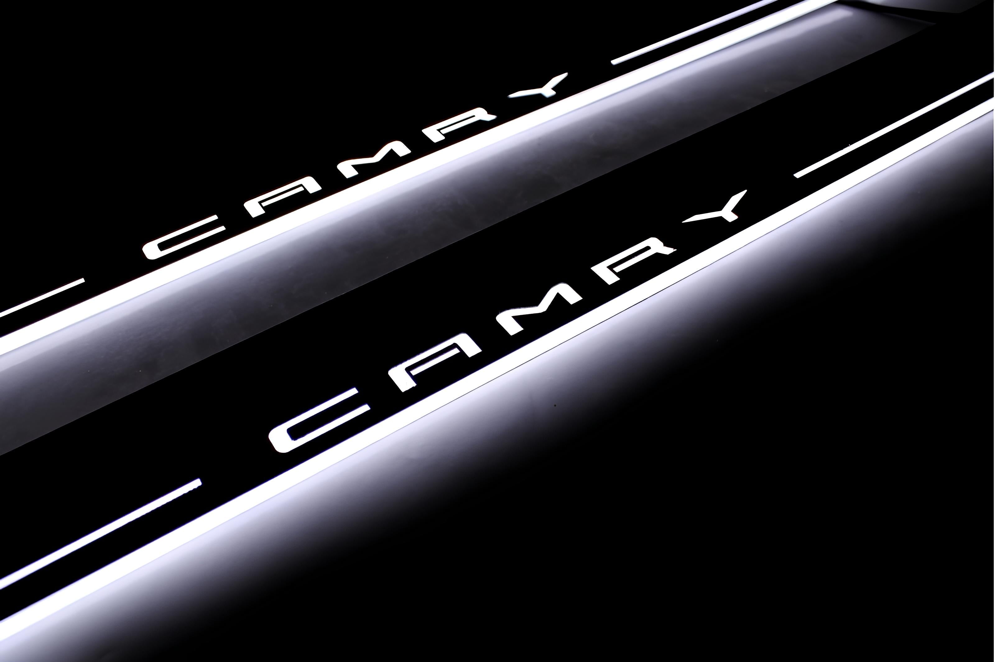 Toyota Camry XV70 LED door sills illuminated Toyota Camry logo stainless steel