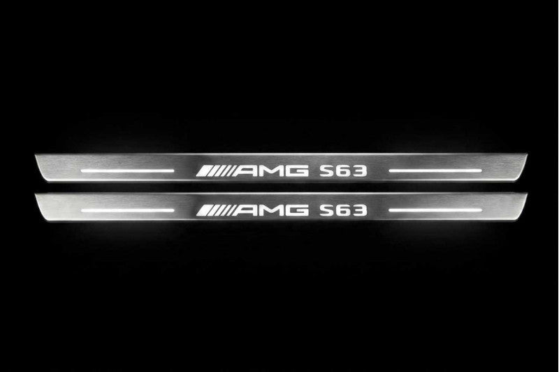 Mercedes AMG LED door sills illuminated S63 stainless steel