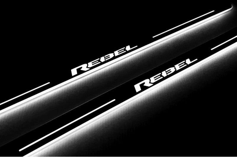 stainless steel door sill plates for RAM 1500 V 2019+ with REBEL logo