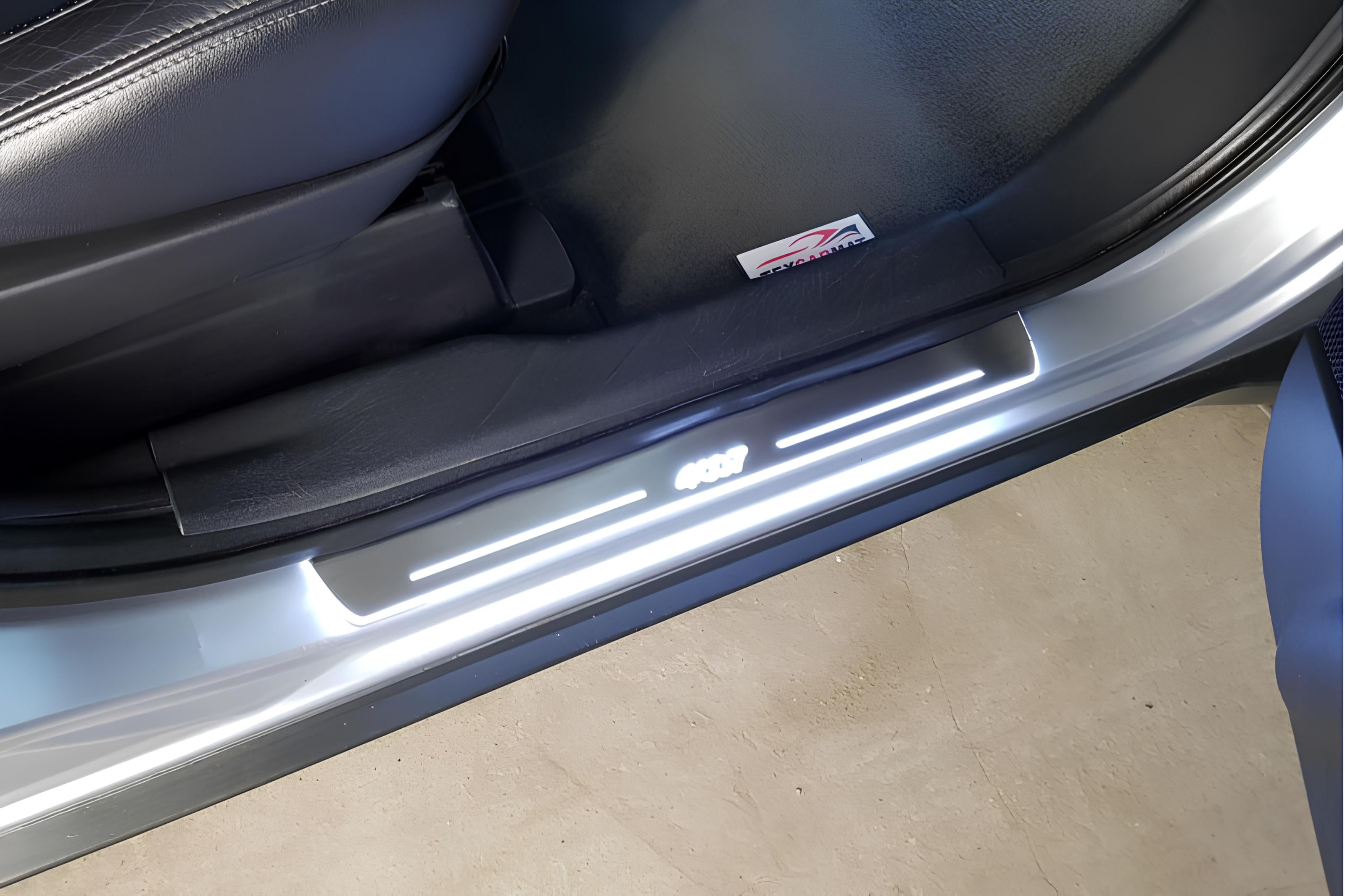 Illuminated LED Door Sill Tread Plates Peugeot 4007 2007-2012 Car Sill With Logo 4007 With 4007 Logo Peugeot Led Door Sills opdesign