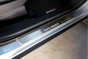 Illuminated LED Door Sill Tread Plates Mitsubishi Outlander II 2007-2012 With Outlander Logo Mitsubishi Led Door Sills opdesign