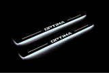 LED door sill plates KIA Optima IV 2015+ in stainless steel with Optima logo