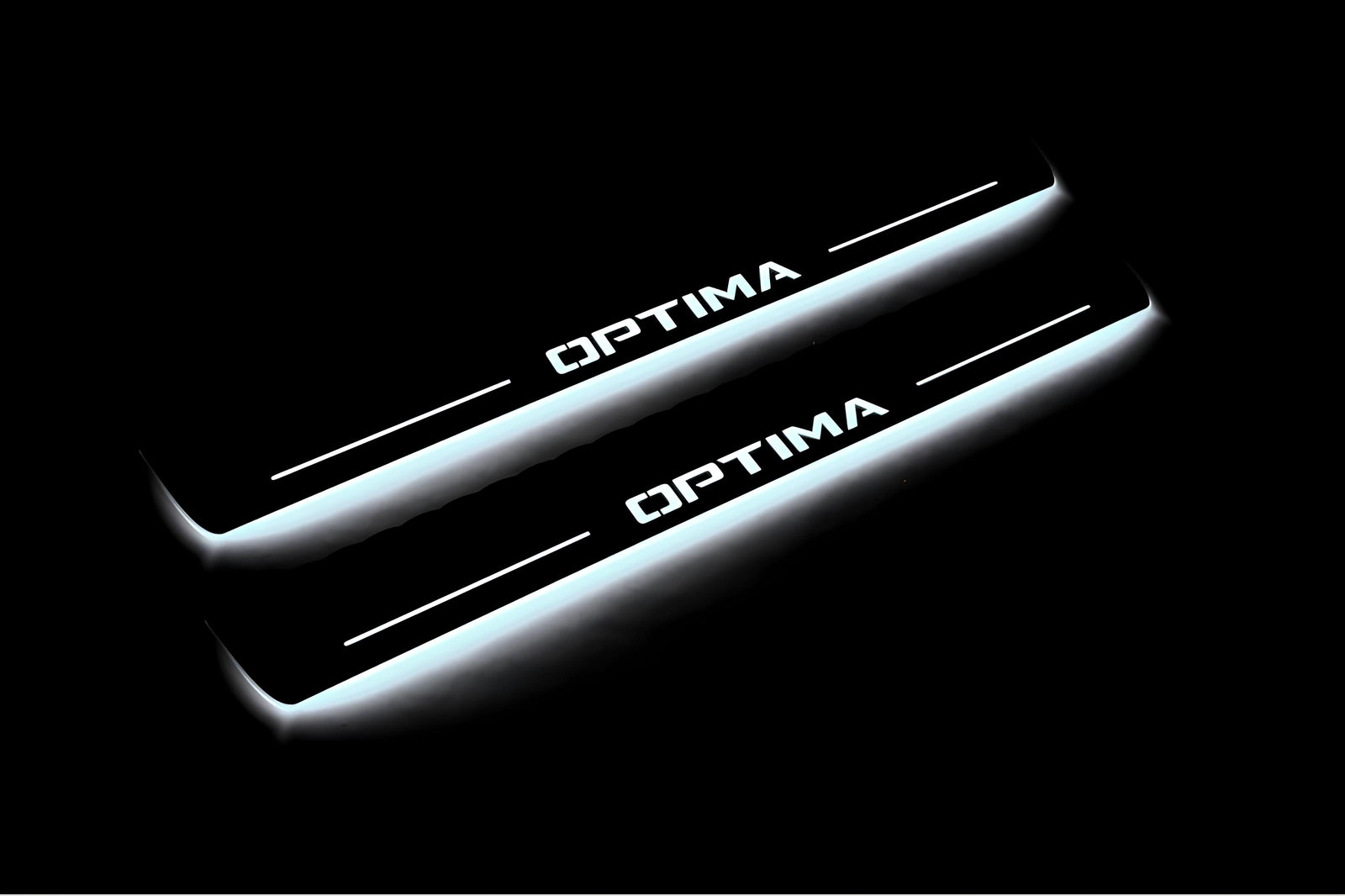 LED door sill plates KIA Optima IV 2015+ in stainless steel with Optima logo