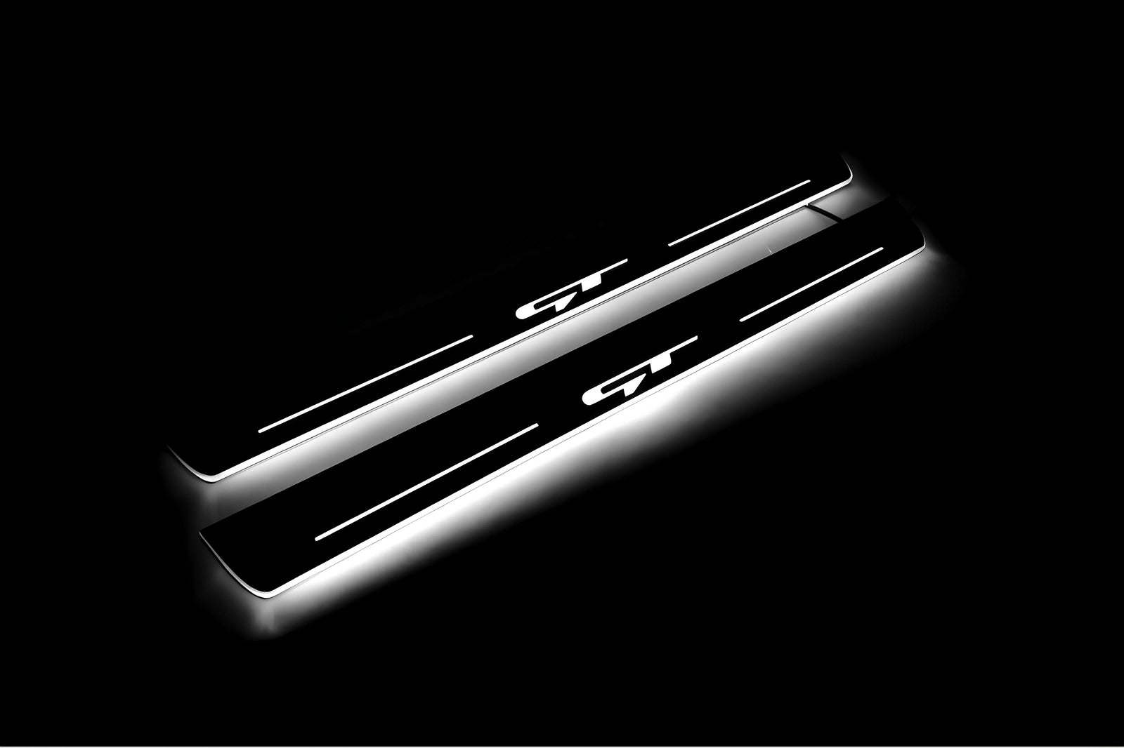 stainless steel LED door sill plates with KIA Ceed II 2012+ with GT logo
