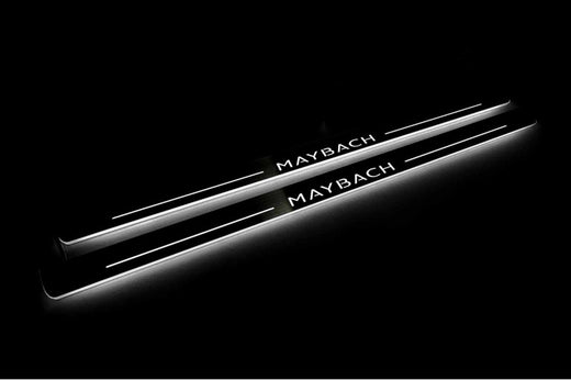 Mercedes-Benz S-Class C217 2014–2020 — Stainless Steel LED Door Sills — Maybach Logo