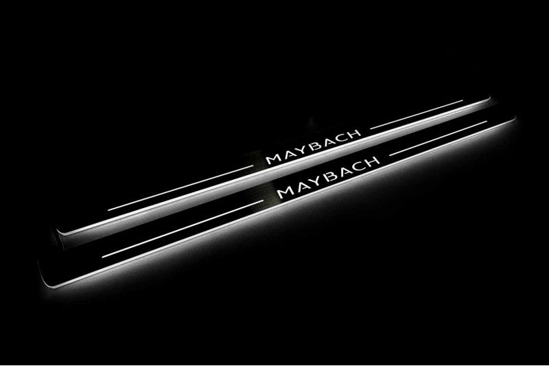 Mercedes-Benz S-Class C217 2014–2020 — Stainless Steel LED Door Sills — Maybach Logo