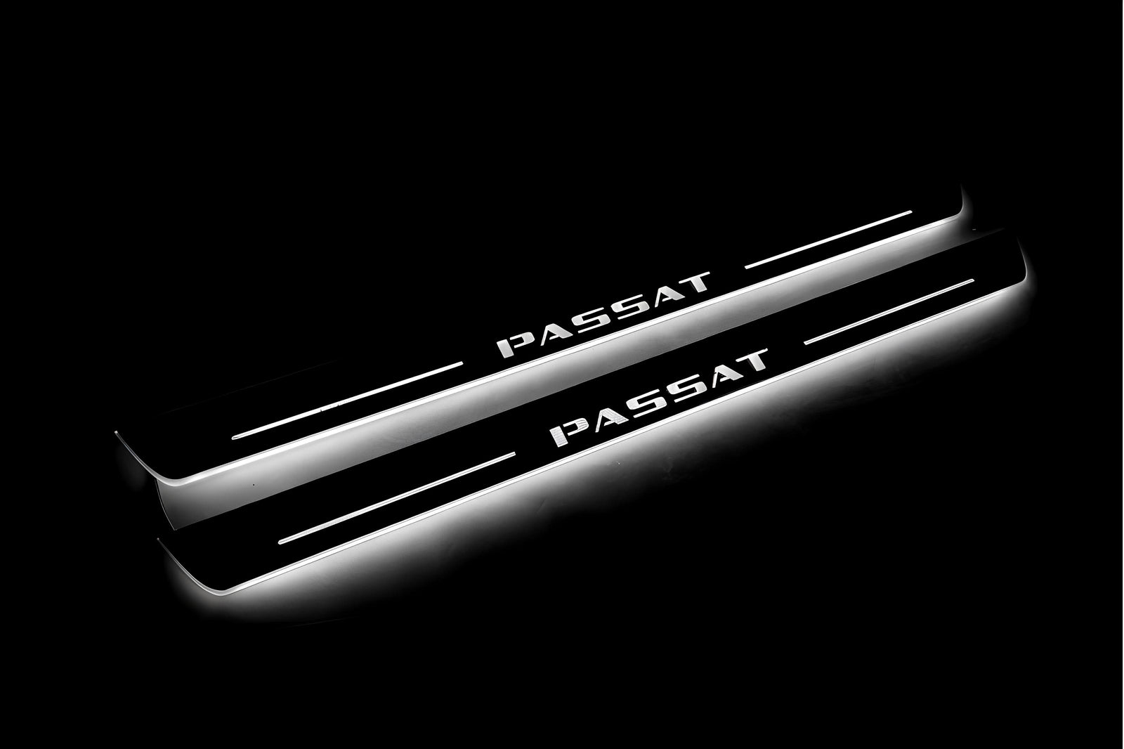 Volkswagen Passat B6 2005+ stainless steel illuminated entry guards with Passat logo