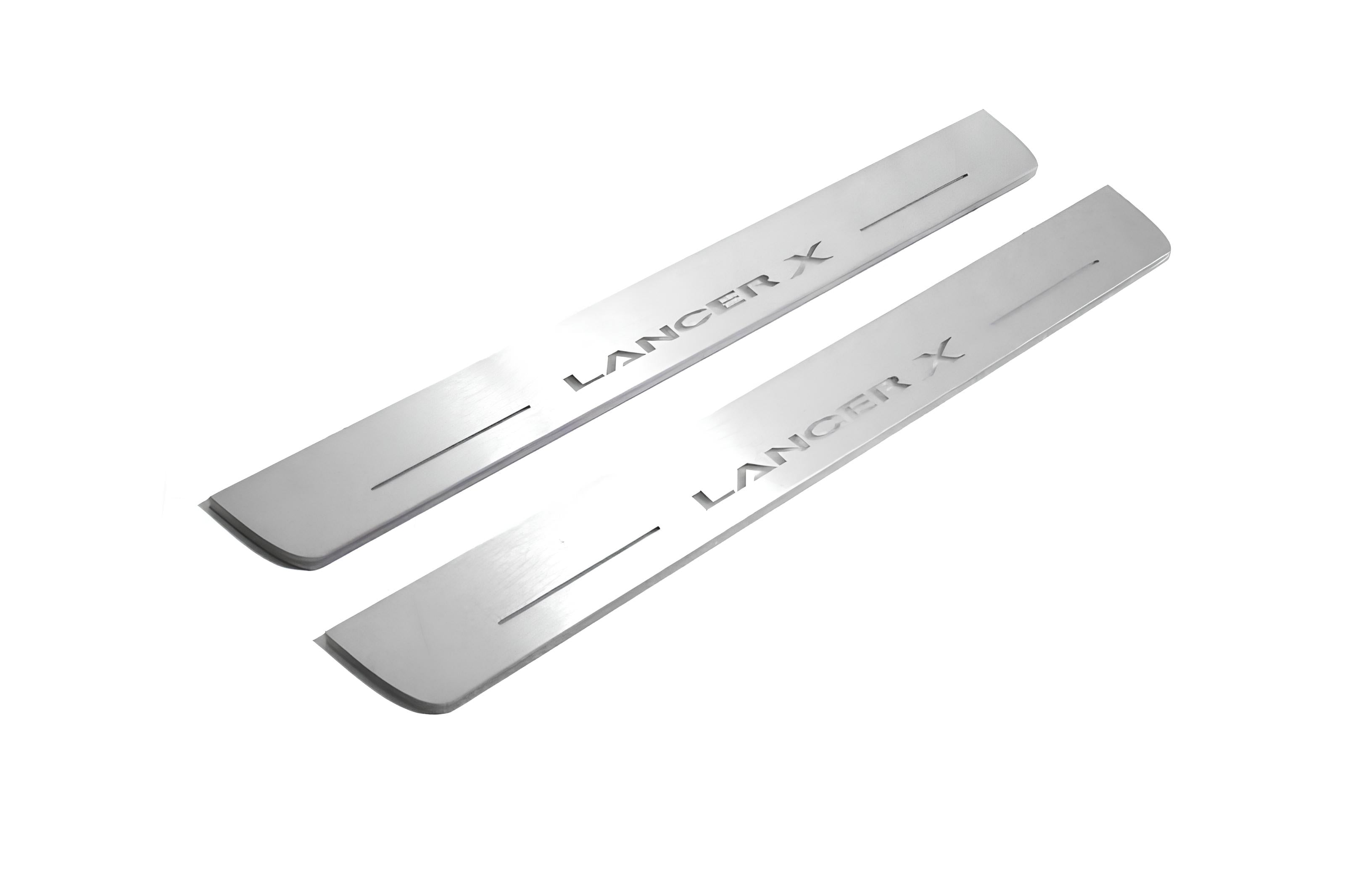 Illuminated LED Door Sill Tread Plates Mitsubishi Lancer X 2007-2017 With Lancer X Logo Mitsubishi Led Door Sills opdesign