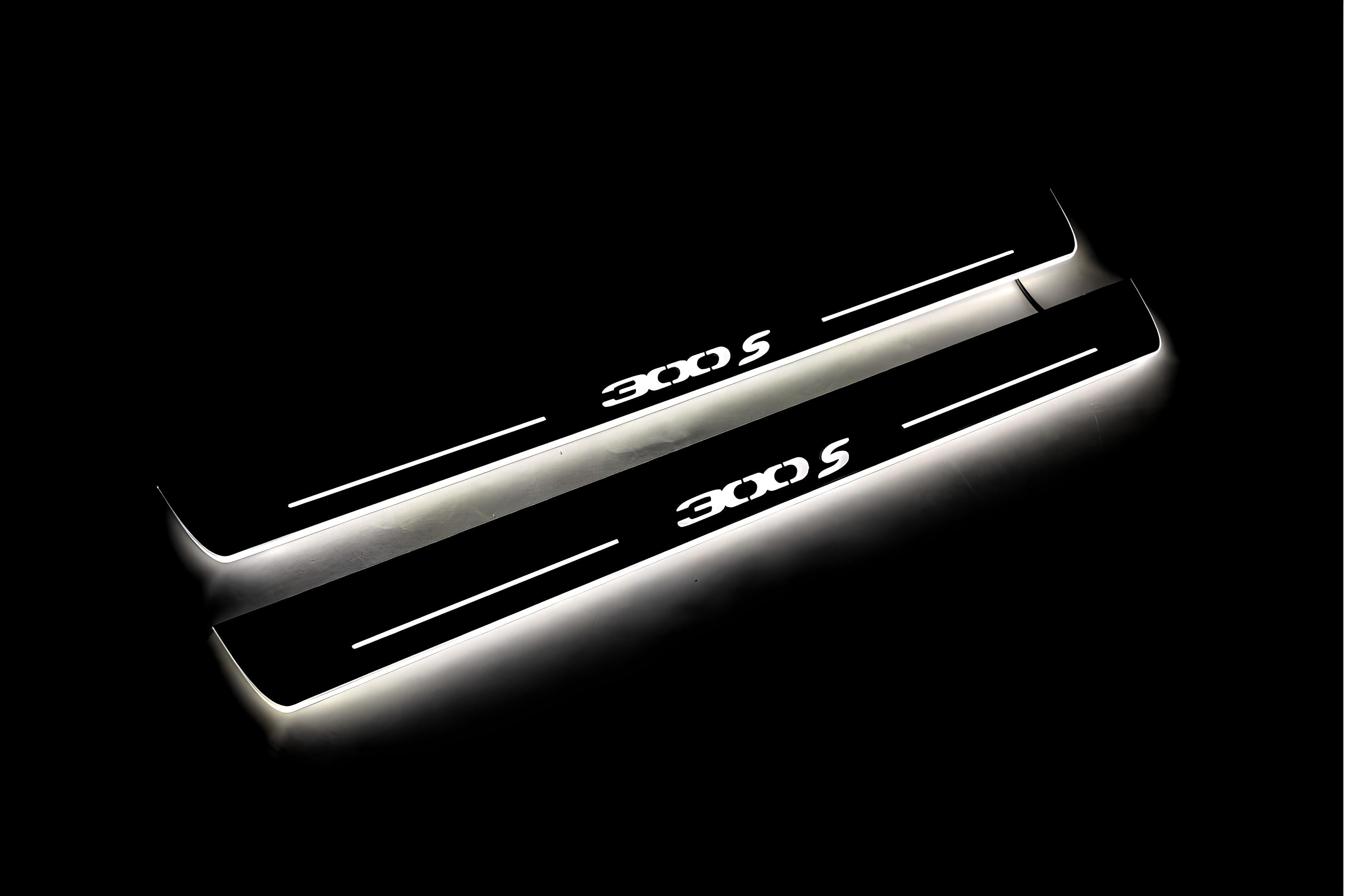 Illuminated LED Door Sill Tread Plates Chrysler 300C II 2011-2023 With 300S Logo Chrysler Led Door Sills opdesign