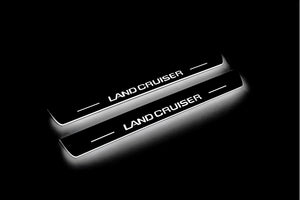 Illuminated LED Door Sill Tread Plates Toyota Prado 250 2023+ With Land Cruiser Logo Toyota Led Door Sills opdesign