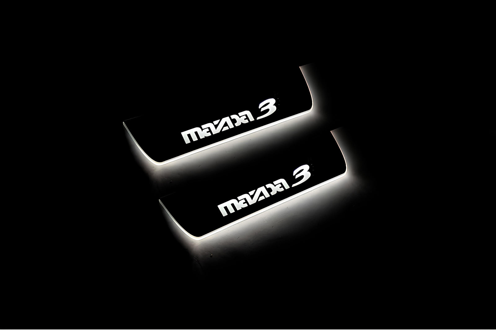 Mazda 3 II 2009+ stainless steel LED door sill plates with Mazda 3 logo