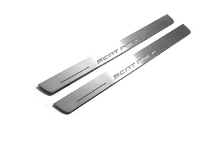 Illuminated LED Door Sill Tread Plates Dodge Charger 2023+ With Scat Pack Logo Dodge Led Door Sills opdesign