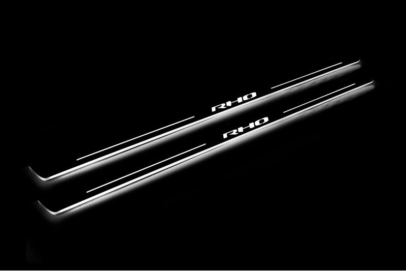 illuminated door sill protectors stainless steel RAM 2500 V 2019+ with Illuminated RHO logo