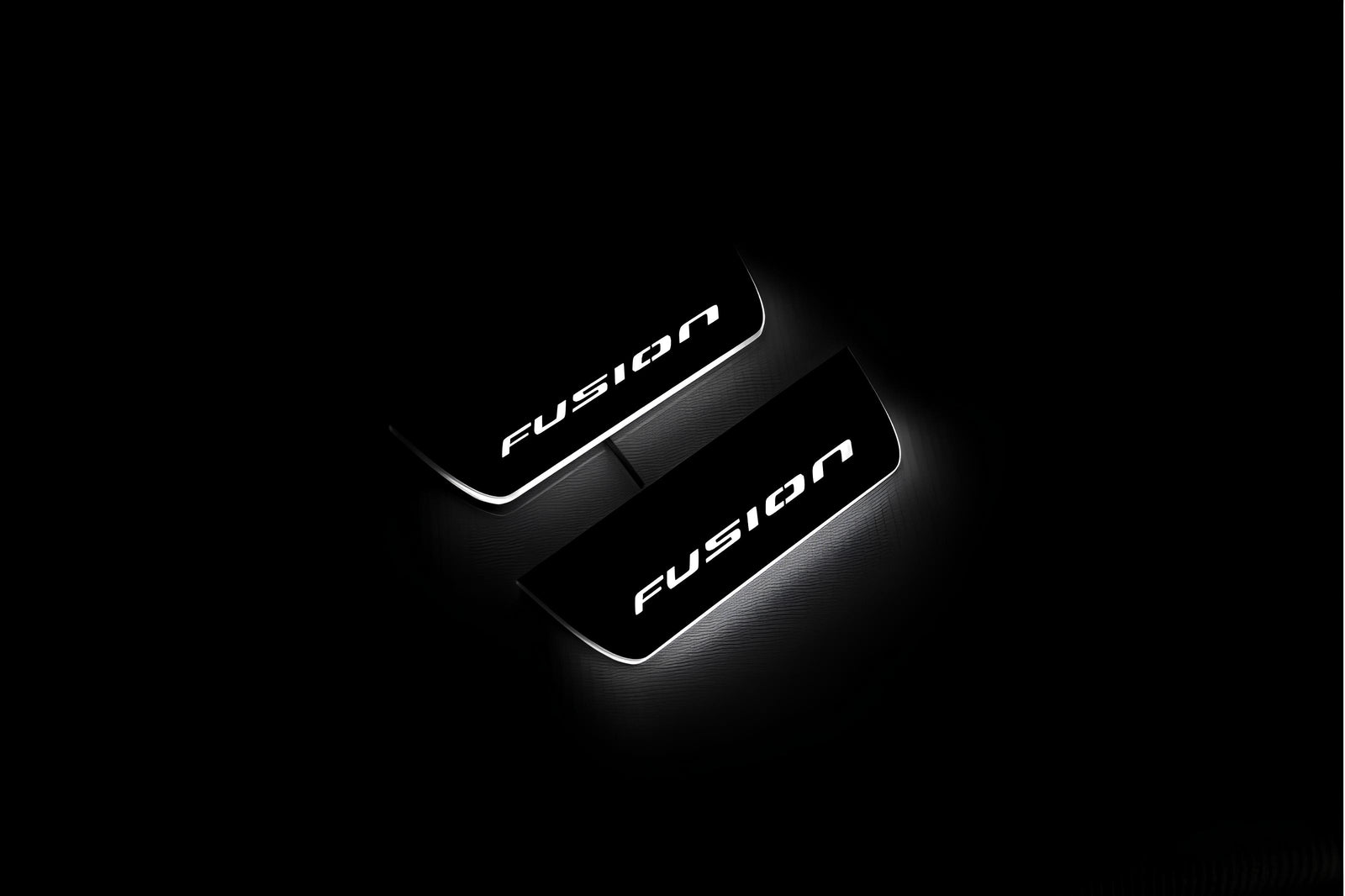 Ford Fusion II CD4 2012+ stainless steel LED door sill plates with Fusion logo