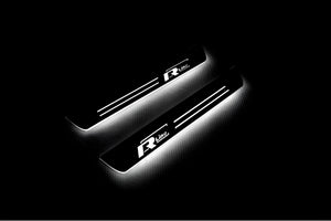 Illuminated LED Door Sill Tread Plates Volkswagen Passat B7 USA 2011-2019 With R-Line Logo Volkswagen Led Door Sills opdesign